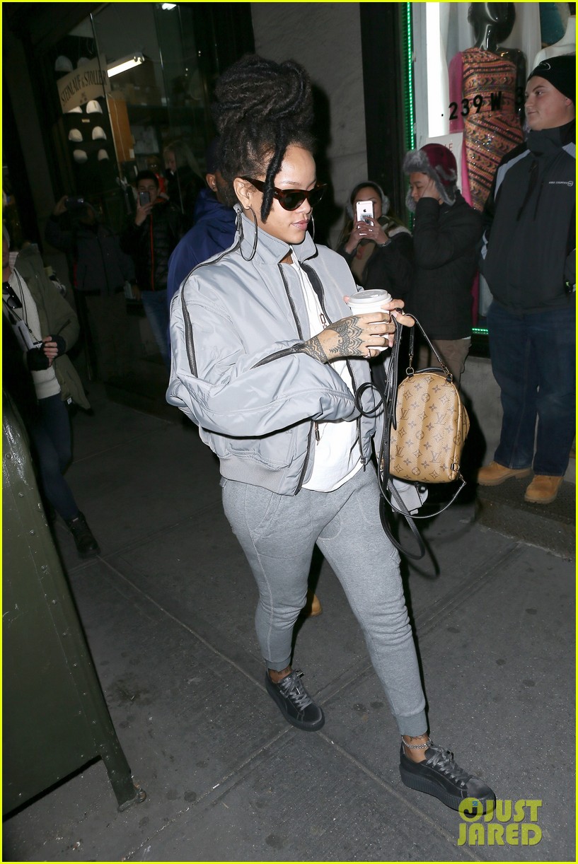 rihanna arrives to oceans eight set in her velvet puma creepers 043824866