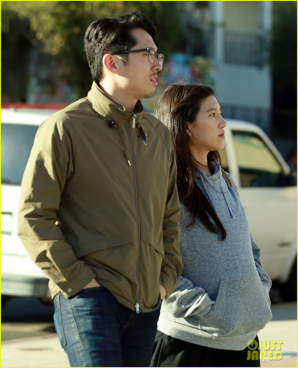 Walking Dead's Steven Yeun Steps Out with Pregnant Wife Joana! Photo(01)