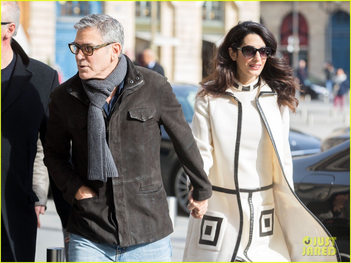 Clooney & Pregnant Amal Spend a Casual Day in Paris Photo