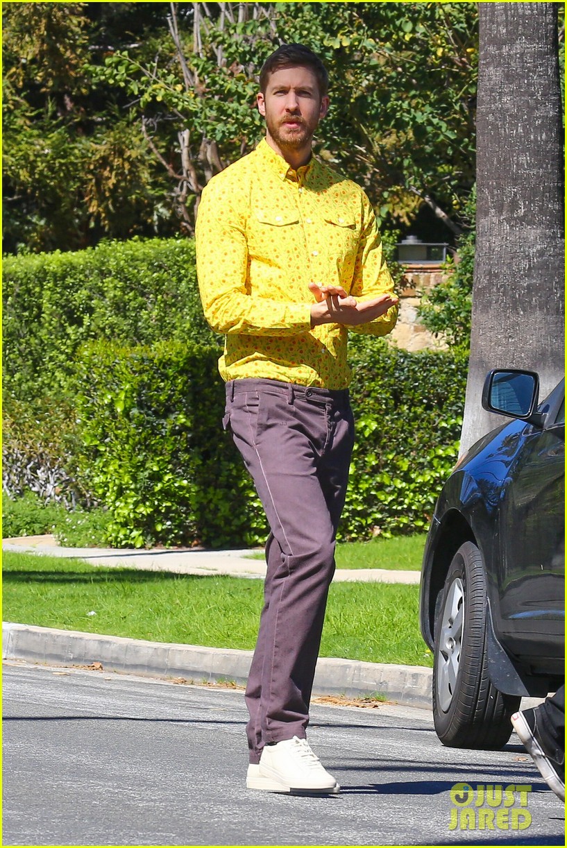calvin harris rocks a yellow shirt during a photoshoot 023864828