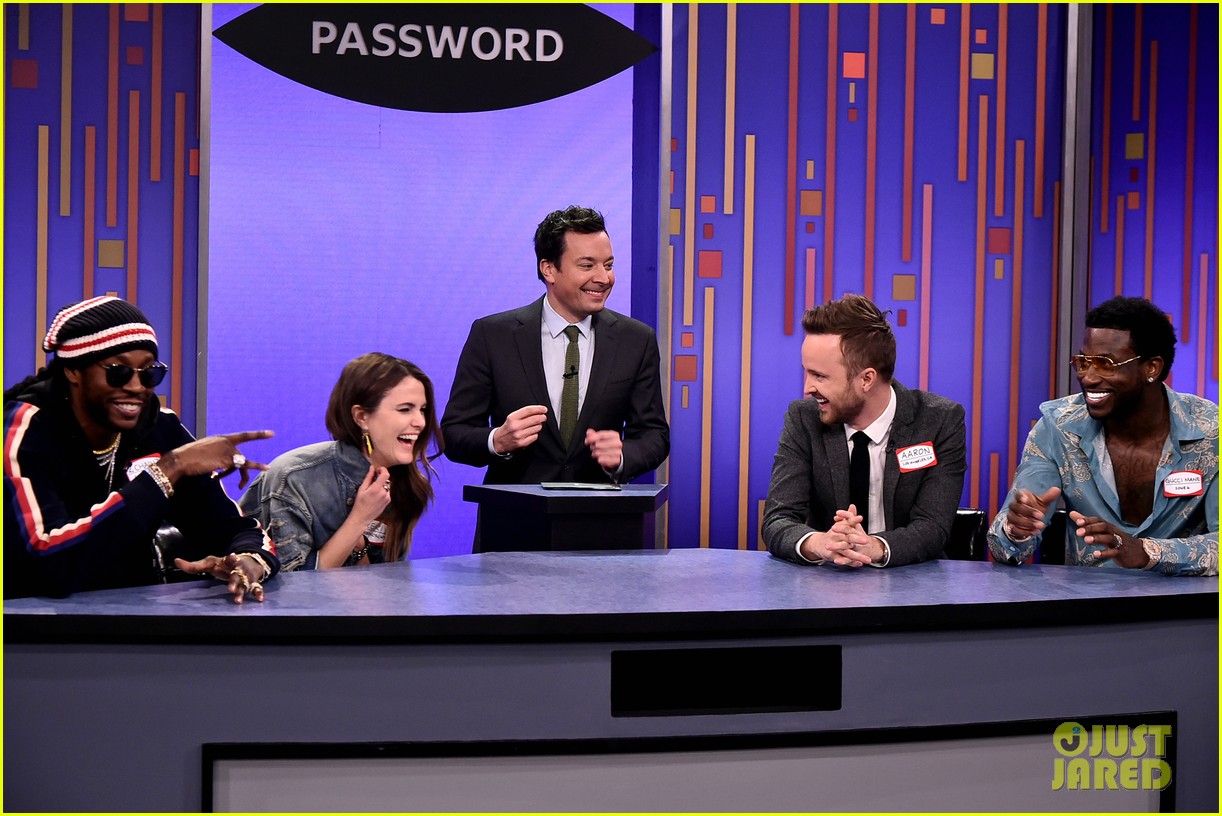 aaron paul keri russell compete against each other in password watch now 013867981