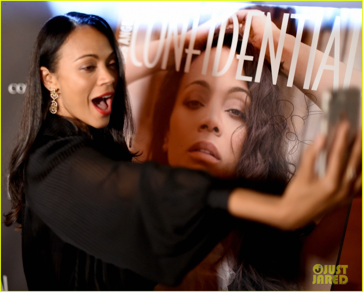 Zoe Saldana Snaps Selfie With 'Los Angeles Confidential' Cover at Her