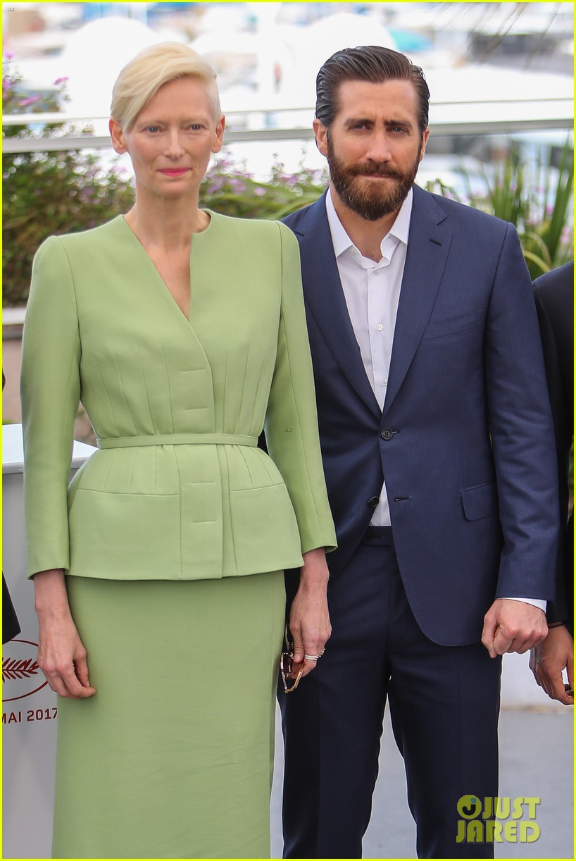 jake gyllenhaal tilda swinton lily collins debut okja at cannes film fest 383901392