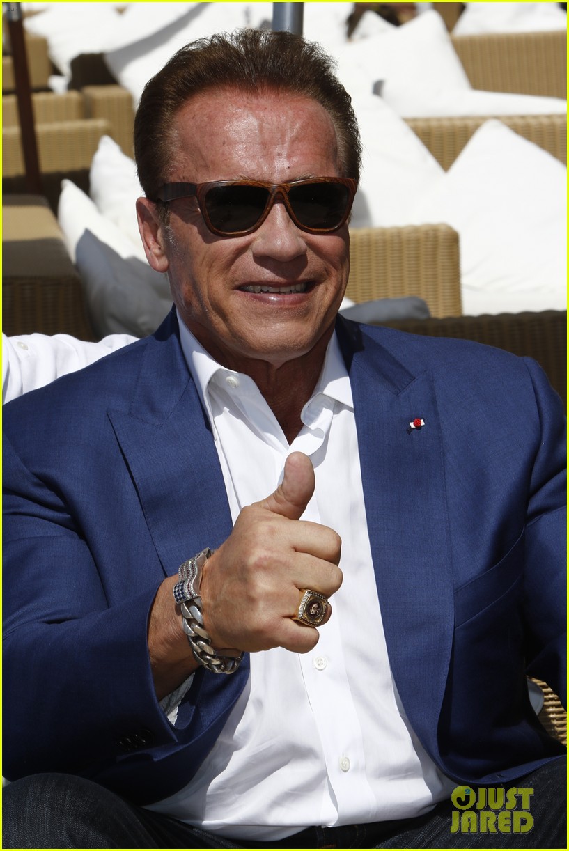 arnold schwarzenegger goes barefoot on the beach in cannes confirms new terminator movie 033902350