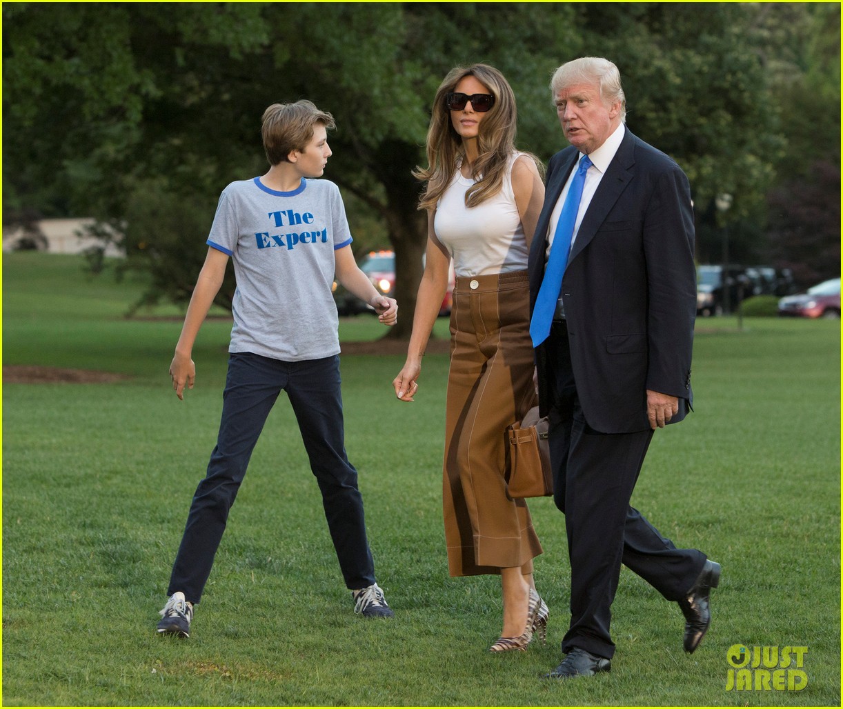 Barron & Melania Trump Arrive at White House for Moving Day Photo