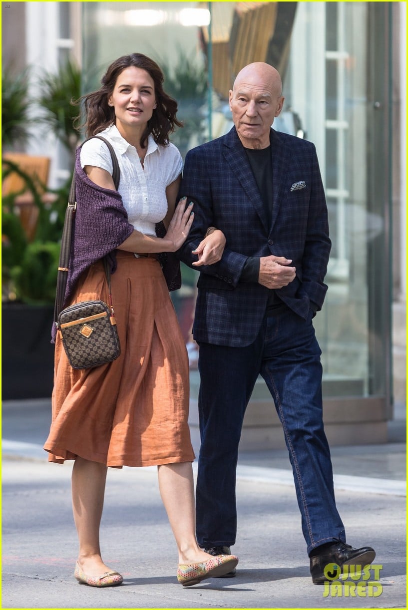 katie holmes and patrick stewart start filming the gift 01