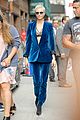 cara delevingne wears blue suede suit for late show with stephen colbert 01