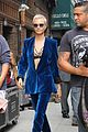 cara delevingne wears blue suede suit for late show with stephen colbert 03