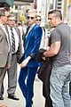 cara delevingne wears blue suede suit for late show with stephen colbert 08