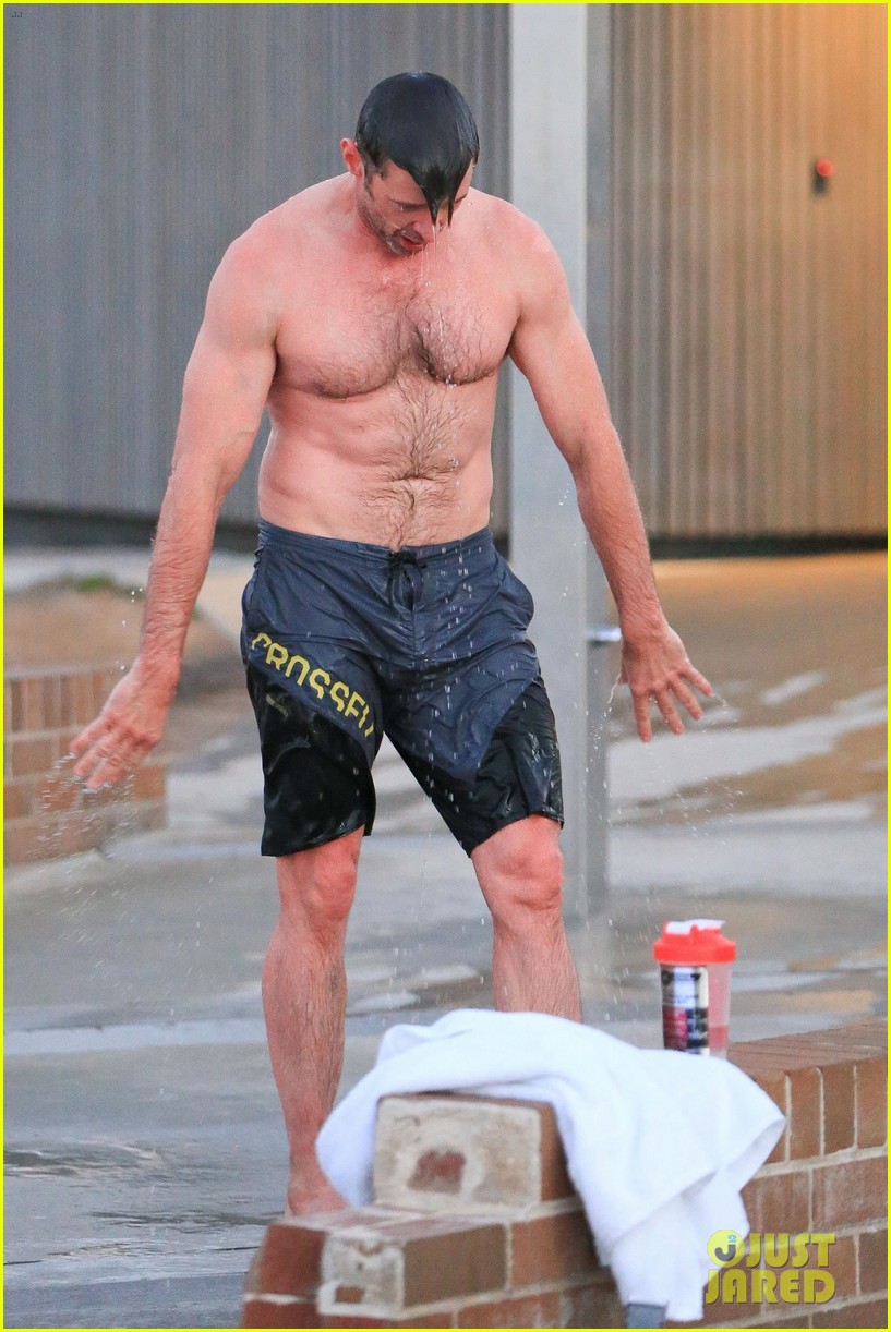hugh jackman bares his hot body during an outdoor shower 223934407