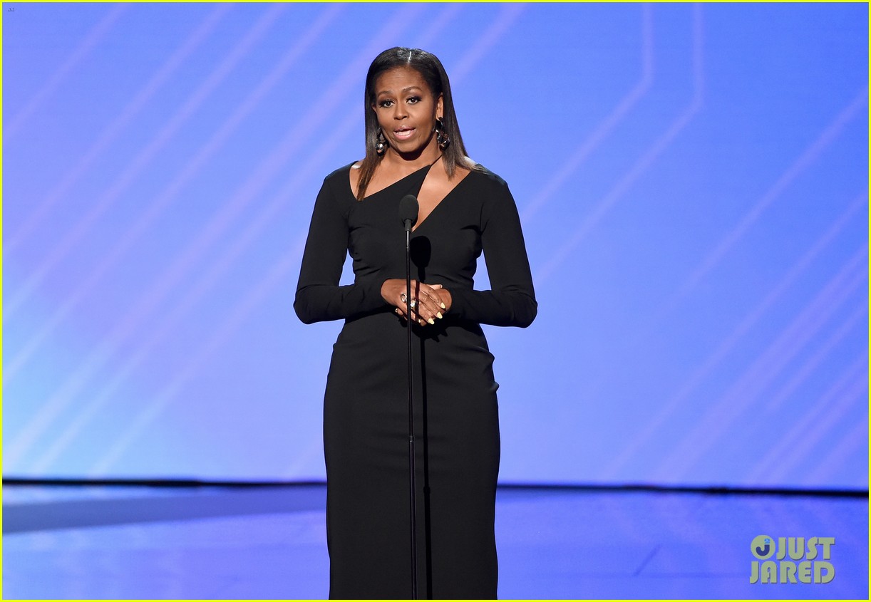 michelle obama presents the arthur ashe awards during espys 083927206