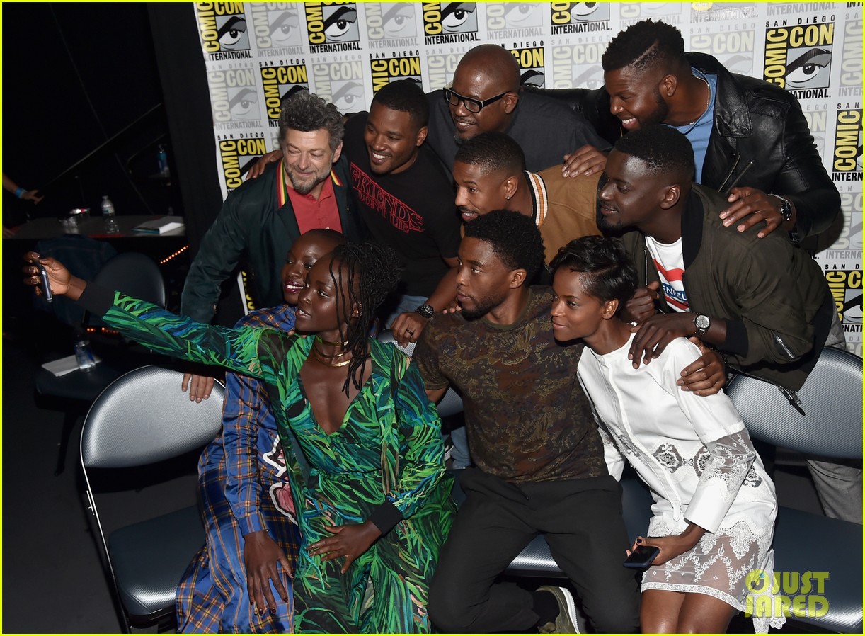 black panther cast debuts new movie poster at comic con 043932450