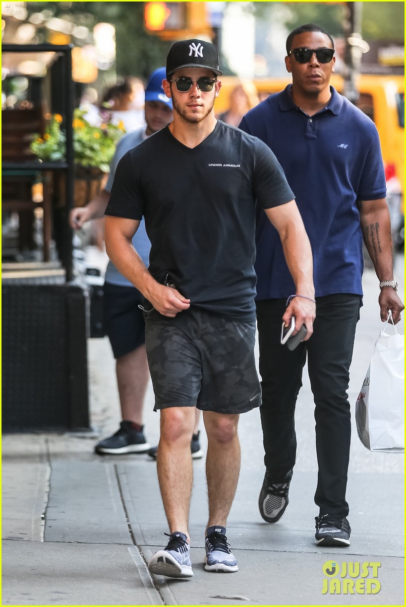 nick jonas supports the yankess while out in nyc 03