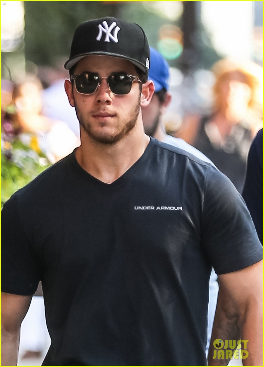 nick jonas supports the yankess while out in nyc 04