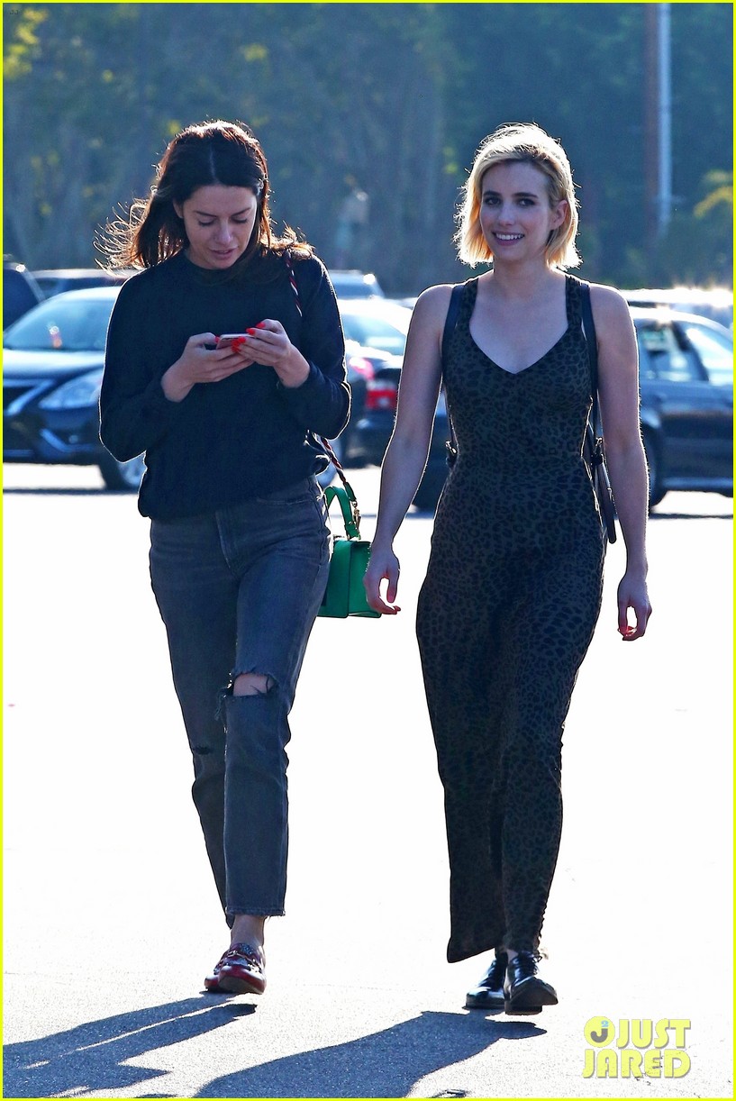 emma roberts wears leopard print jumpsuit for bff lunch date 053944332