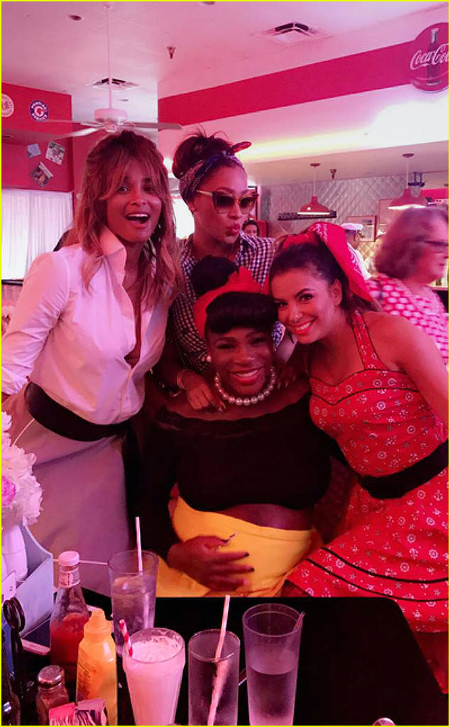 serena williams celebrates 50s themed baby shower wiith famous friends 01