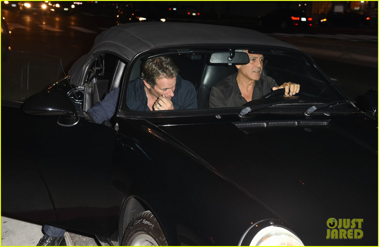 george clooney flahses his pearly whites during guys night out with rande gerber 05
