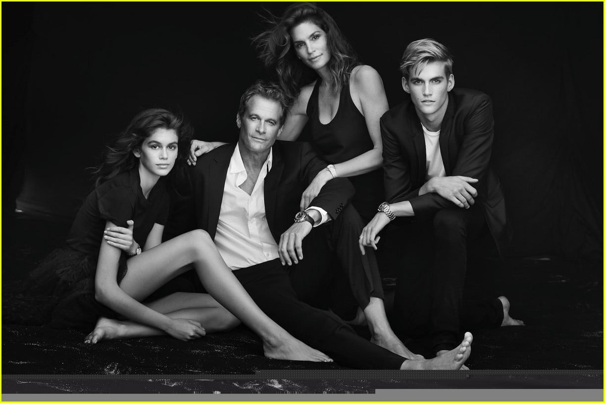 cindy crawford and rande gerber join kids kaia and presley at her time omega photocall3 03