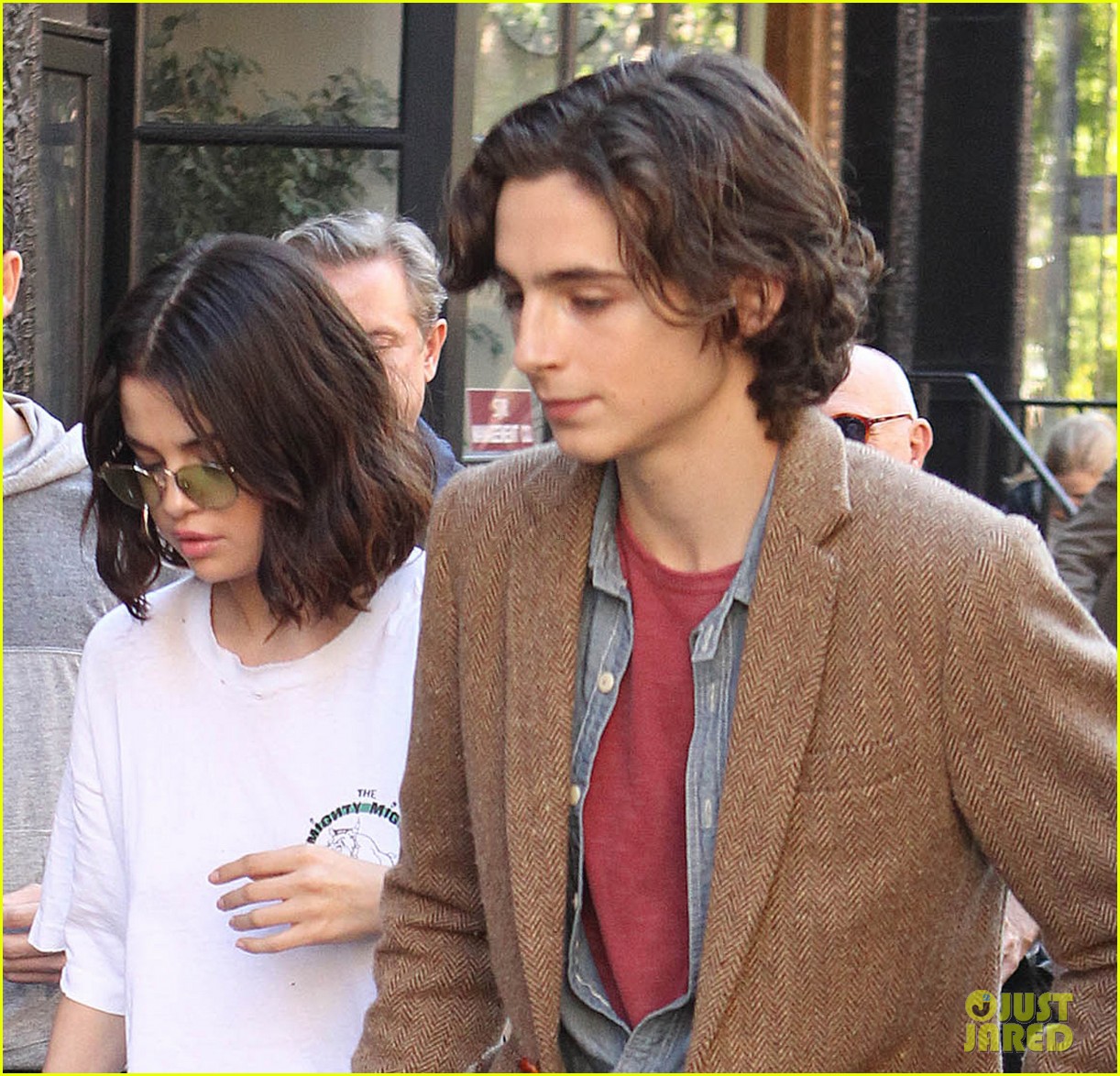 Selena Gomez & Timothee Chalamet Share a Hug on Woody Allen Film Set