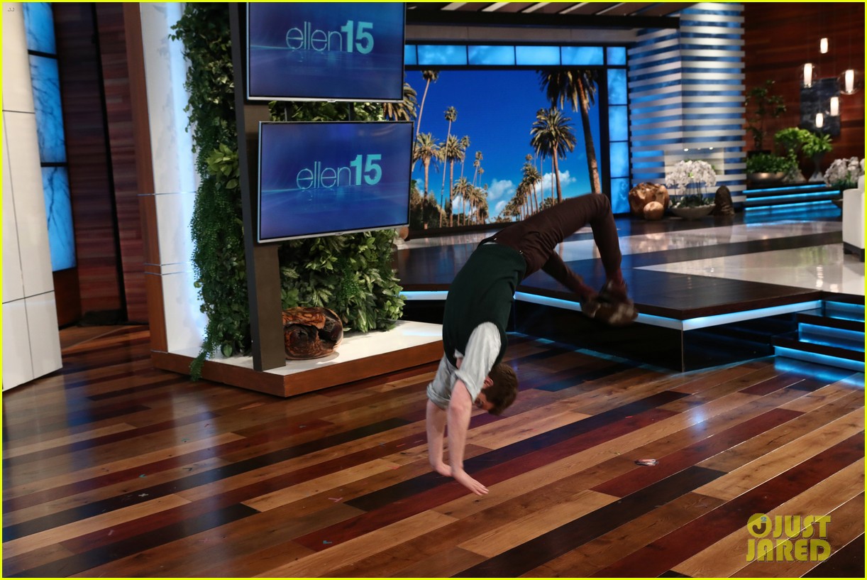 andrew garfield backflips for breast cancer research on ellen 053973643