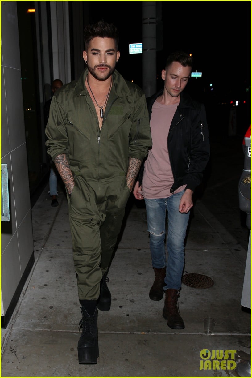 adam lambert wears a green jumpsuit for night on the town 023973300