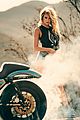 charlotte mckinney turns into a biker babe for local authority campaign 03