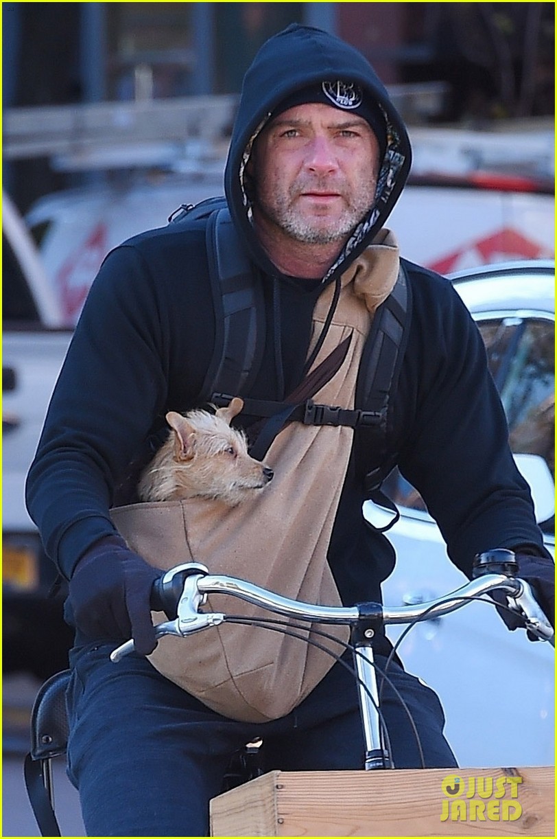 Liev Schreiber Takes His Cute Pup Woody For a Bike Ride! Photo(01)