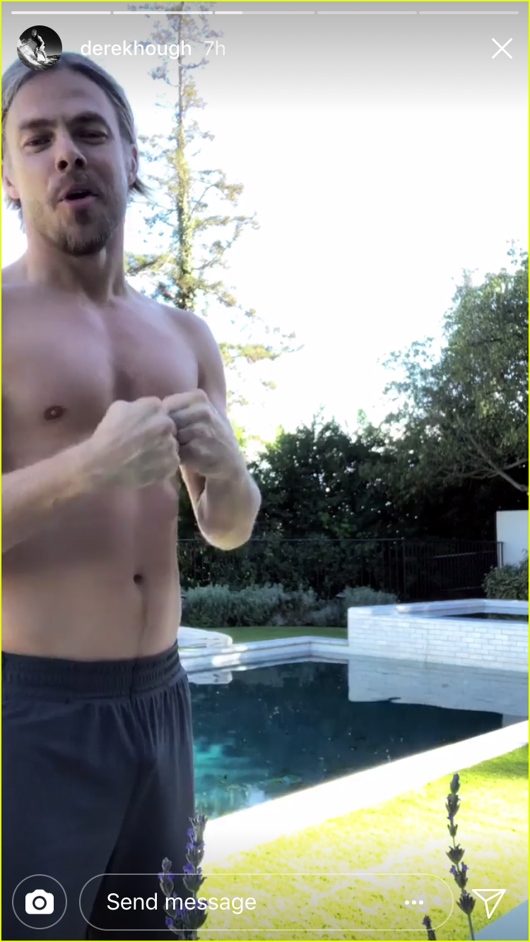 derek hough goes shirtless for a post workout swim 014005513