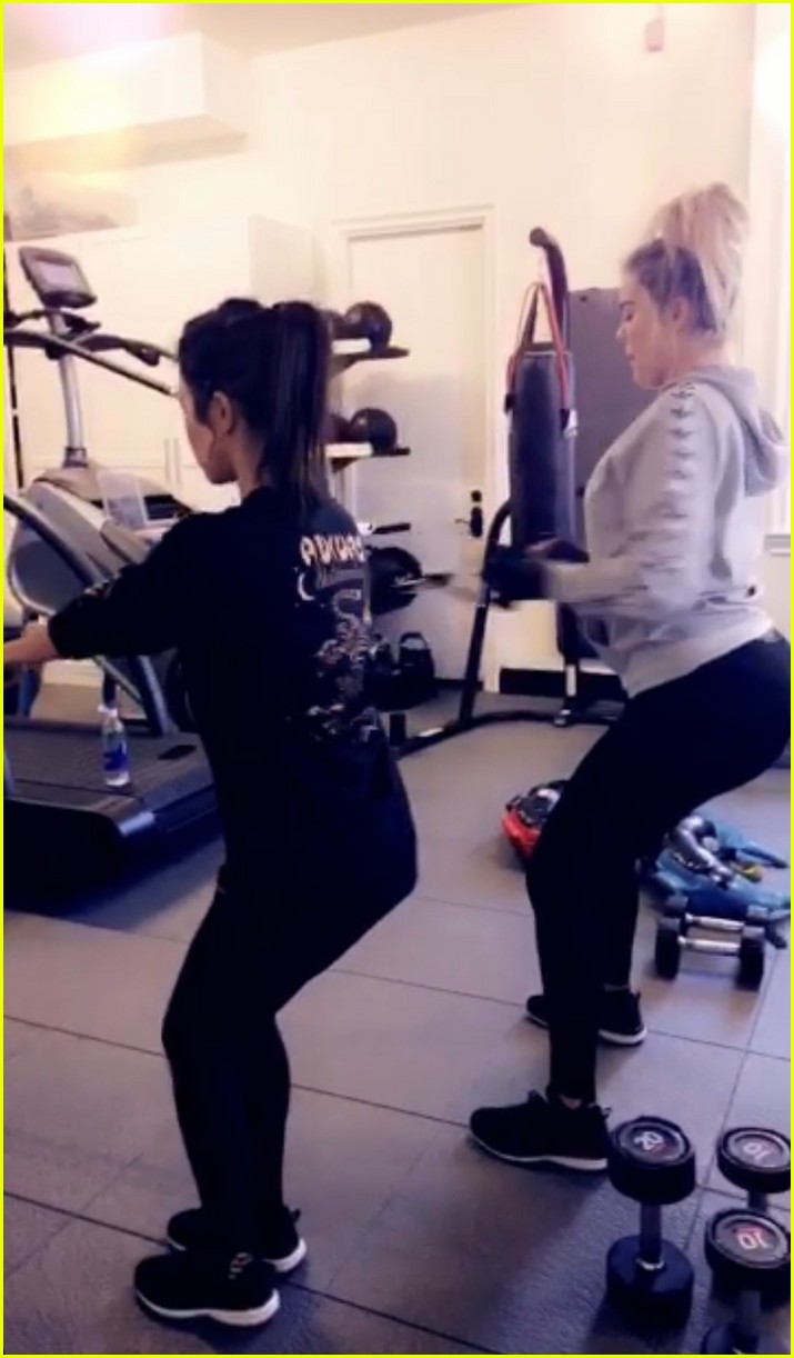 Pregnant Khloe Kardashian Displays Baby Bump During a Workout with(00)