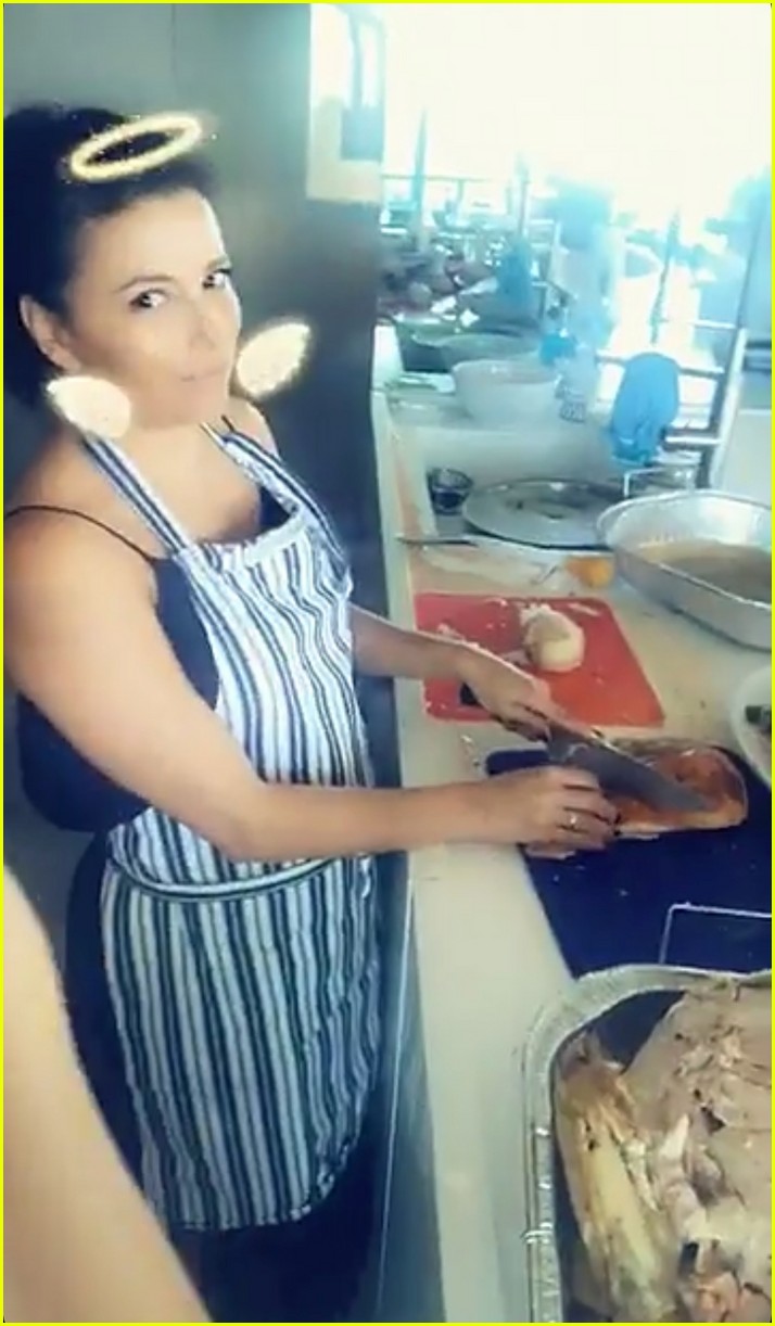 Pregnant Eva Longoria Cooks for Olivia Munn on Christmas! Photo