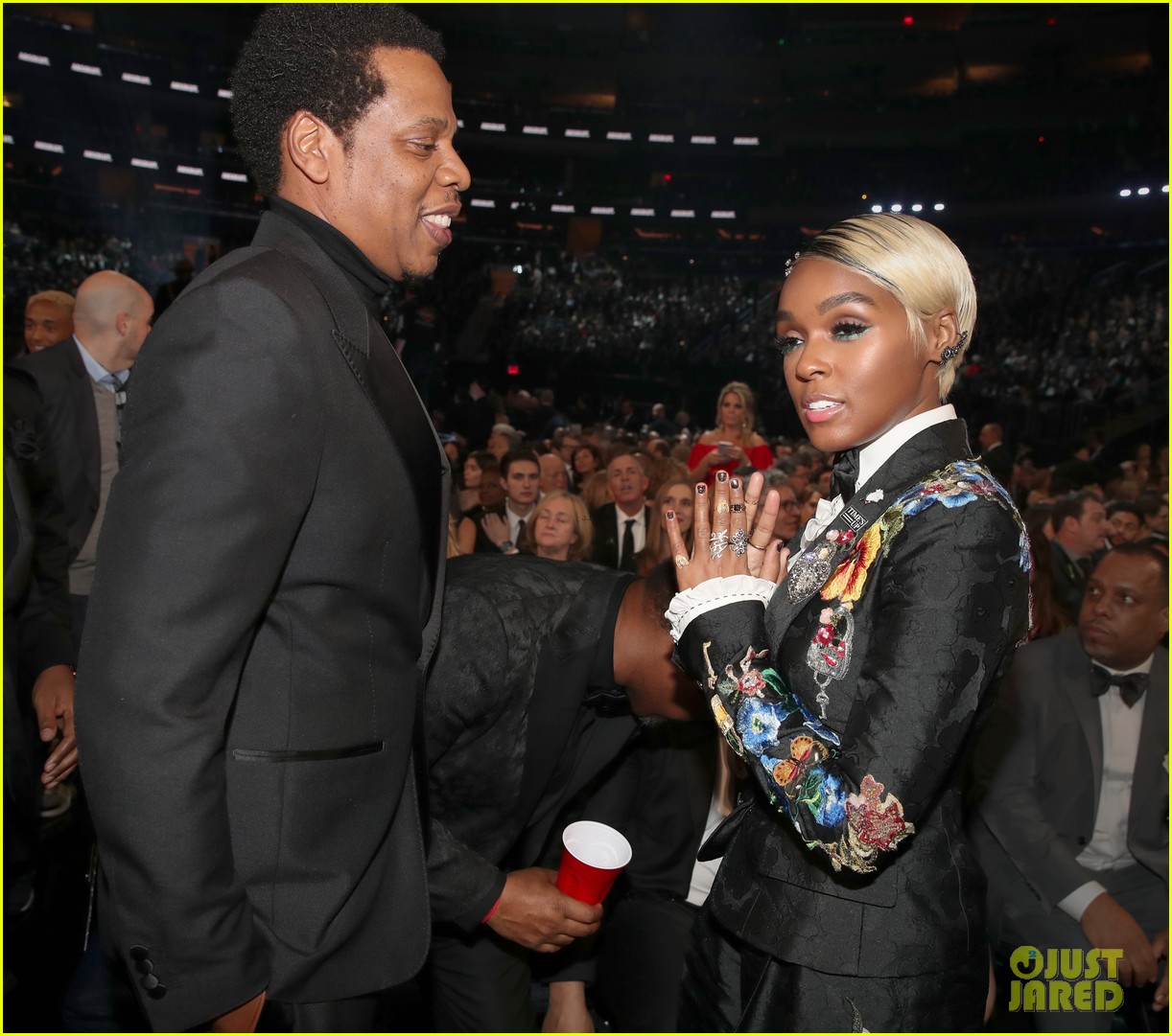 Beyonce & Blue Ivy Join JayZ in Front Row at Grammys 2018 Photo