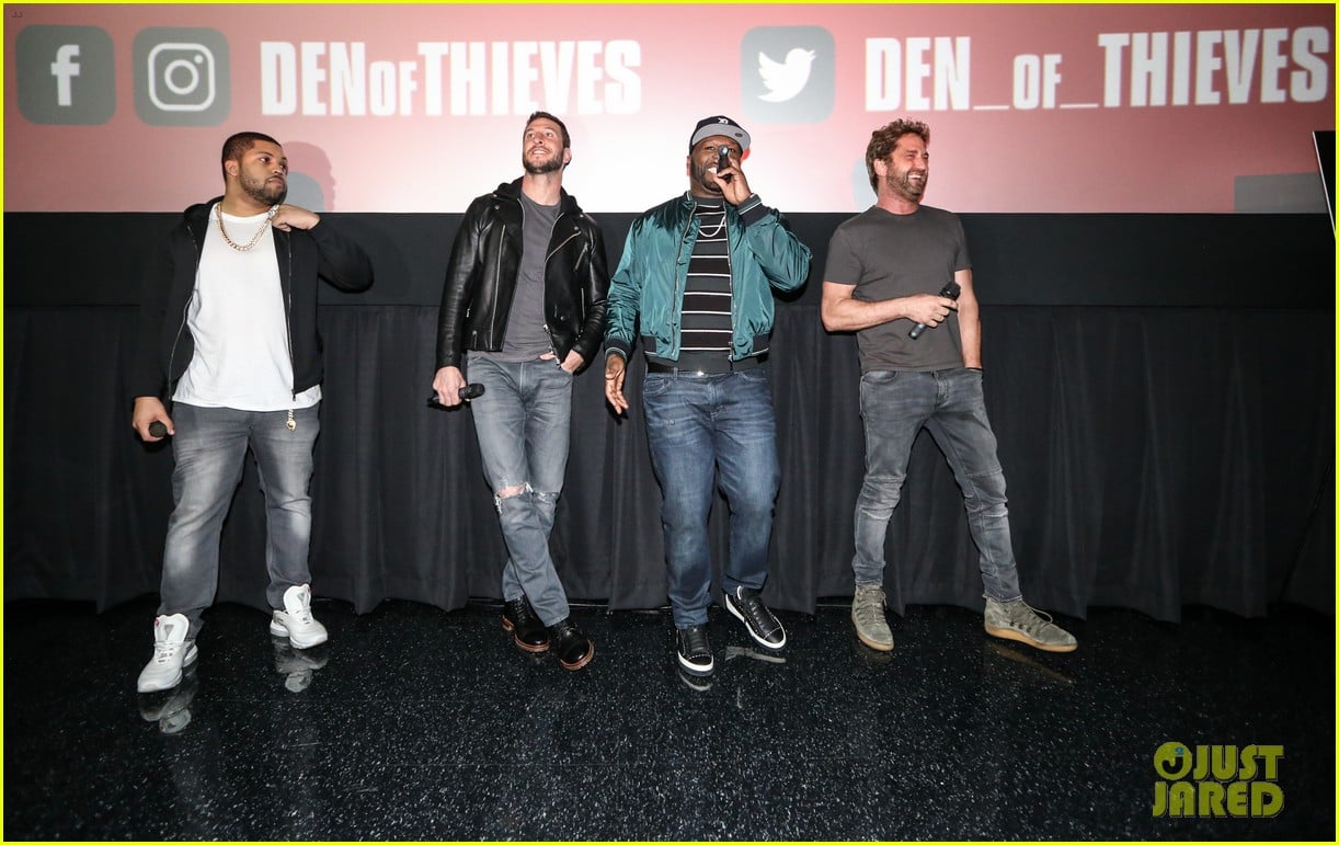 gerard butler 50 cent team up in miami for den of thieves special screening 11