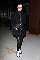 bella hadid sports black leather pants and white boots while out in nyc 05