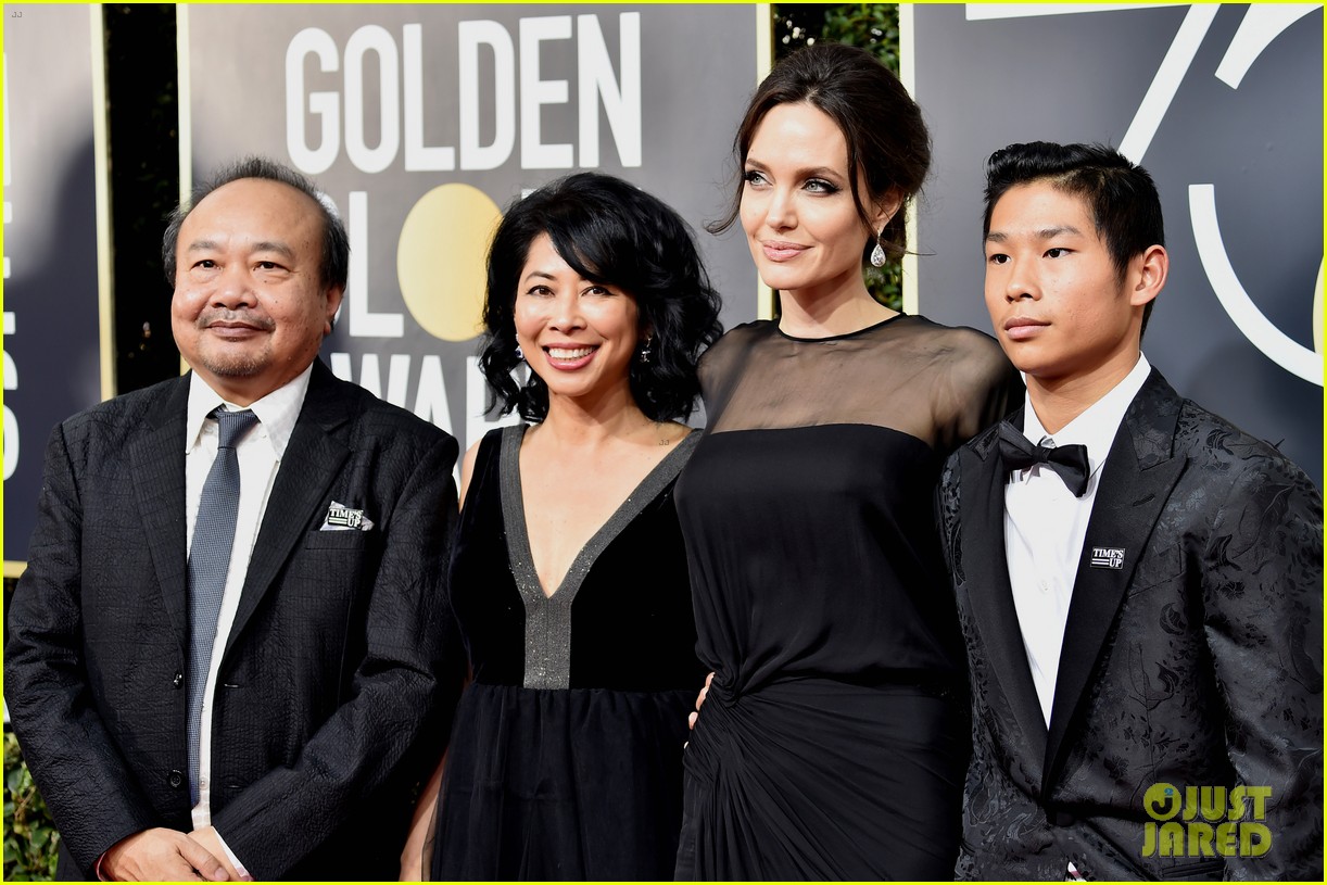Angelina Jolie's Son Pax Wears 'Time's Up' Pin at Golden Globes 2018