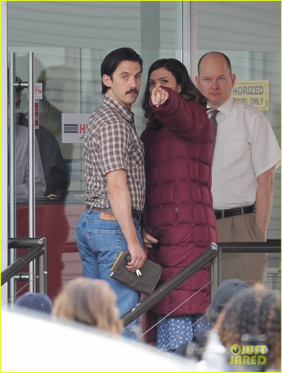 Milo Ventimiglia Looks Buff on Set of 'This Is Us' with Mandy Moore