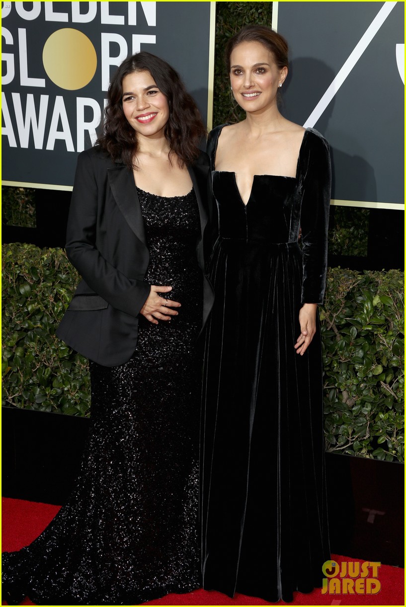 Natalie Portman & Pregnant America Ferrera Stun at Golden Globes 2018(00)