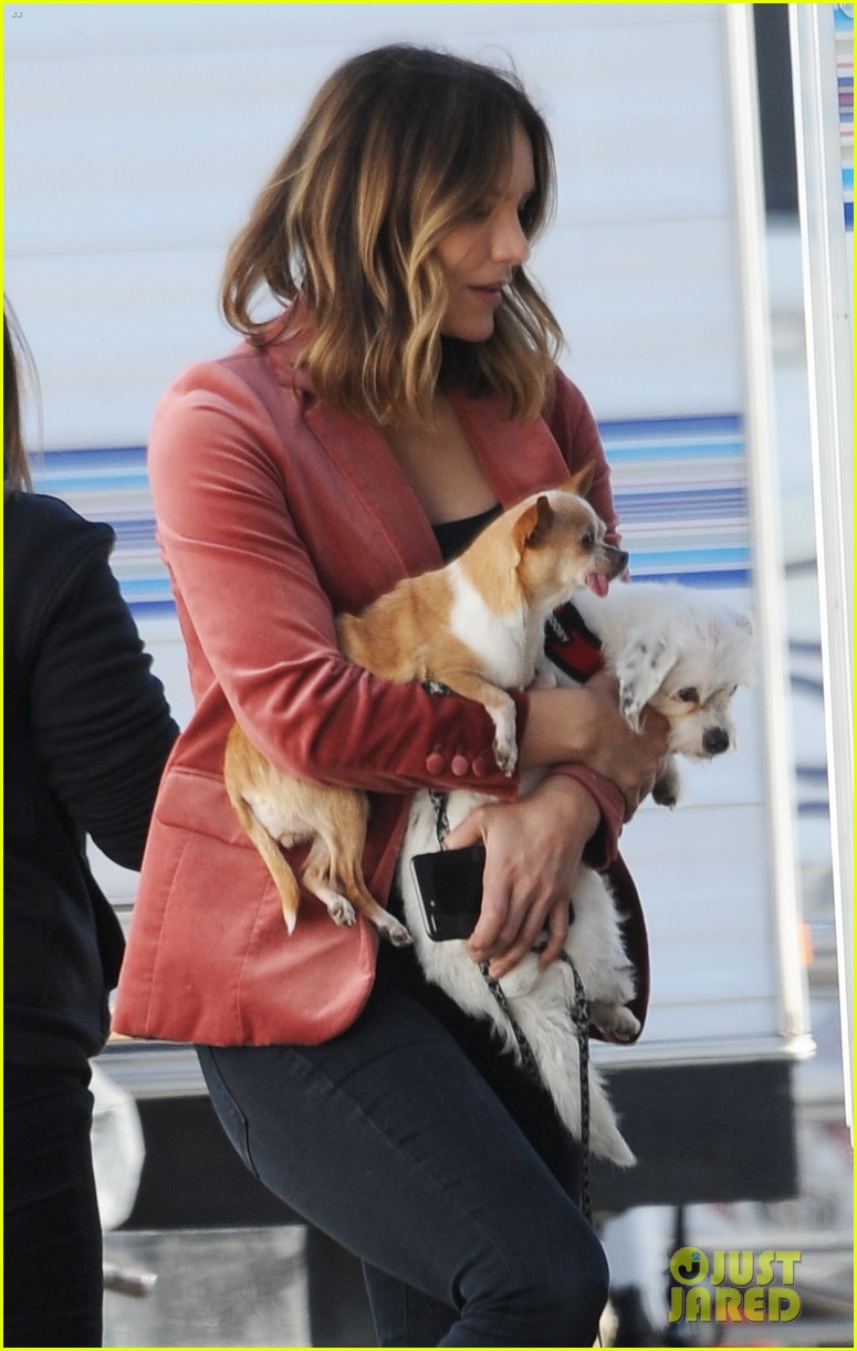 katharine mcphee spends time with her dogs on scorpion set 024034133