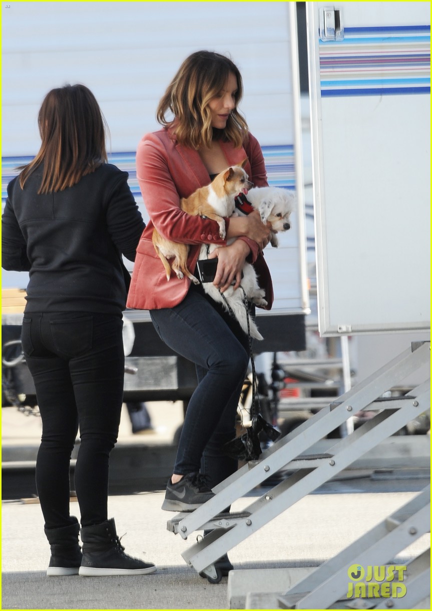 Katharine McPhee Spends Time with Her Dogs on 'Scorpion' Set Photo