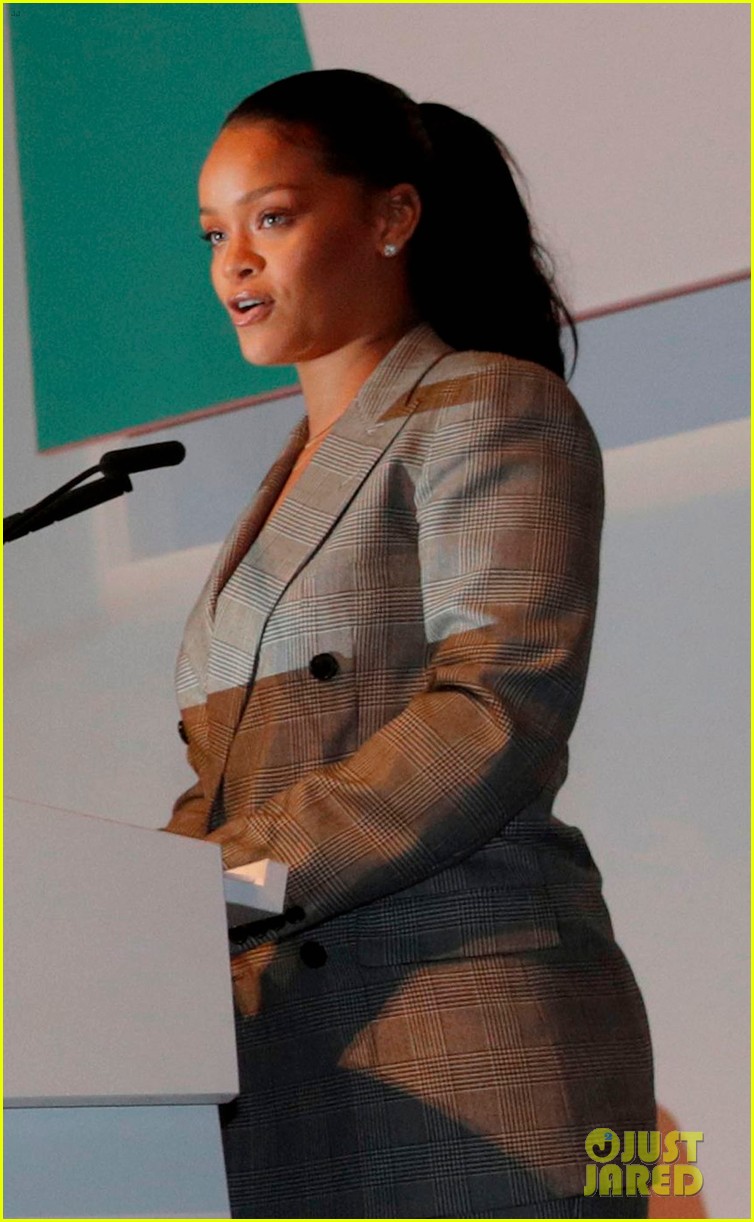 rihanna joins french president emmanuel macron at education conference 034026381