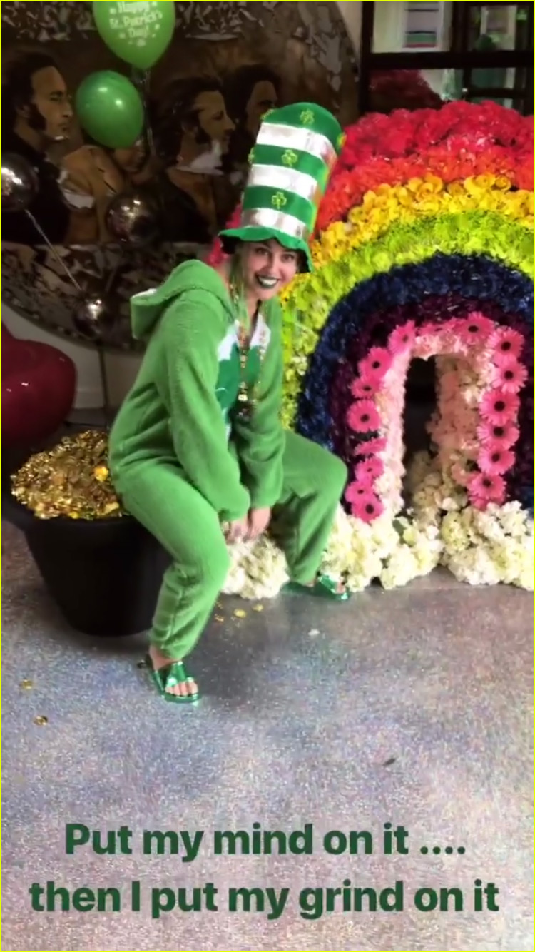miley cyrus celebrates st patricks day with dfestive outfit 054052187