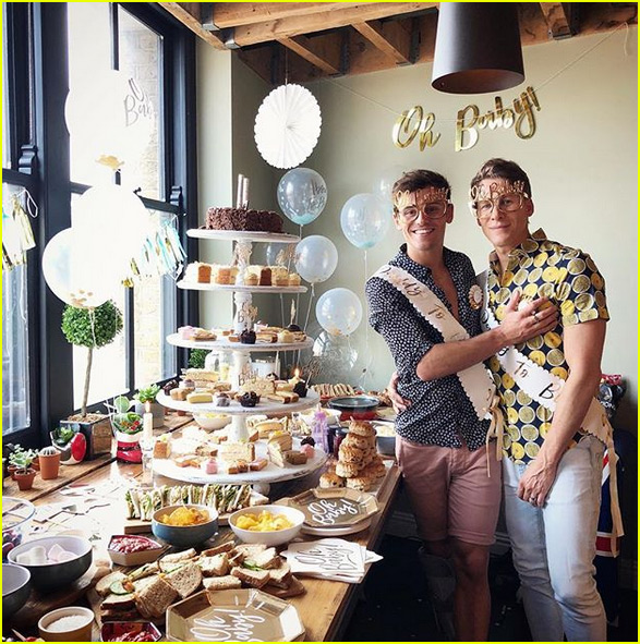 Tom Daley & Dustin Lance Black Celebrate Baby Shower in London! Photo