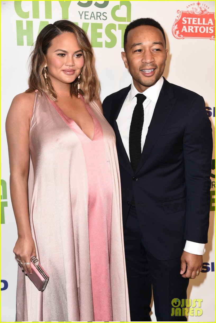 John Legend Craddles Chrissy Teigen's Baby Bump at City Havest Gala