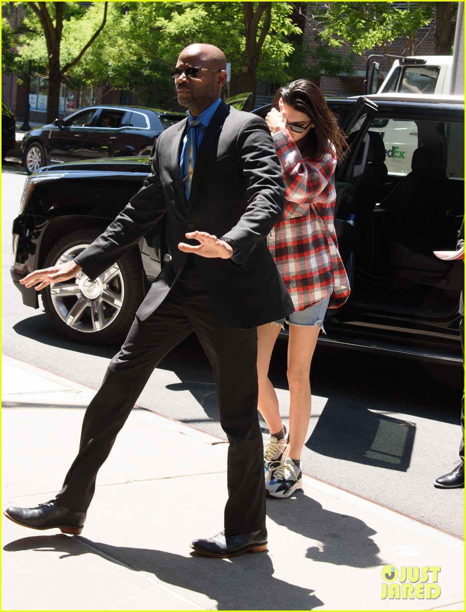 kendall jenner rocks oversized plaid shirt while out in nyc 084090468