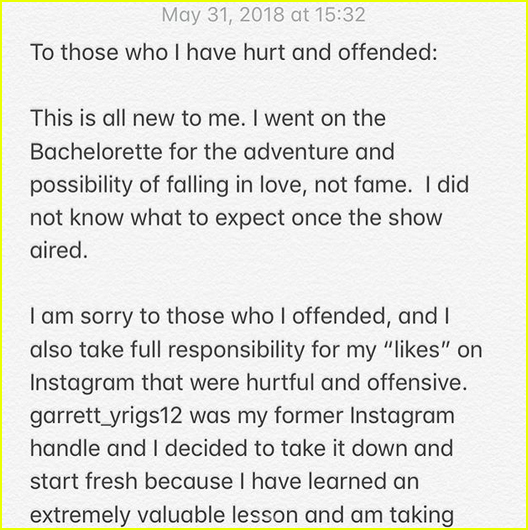 the bachelorette garretty yrigoyen apologizes for social media history 014093566