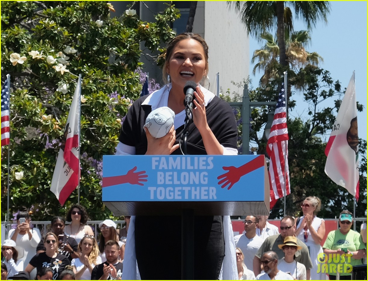 Chrissy Teigen Brings Newborn Son Miles to Families Belong Together
