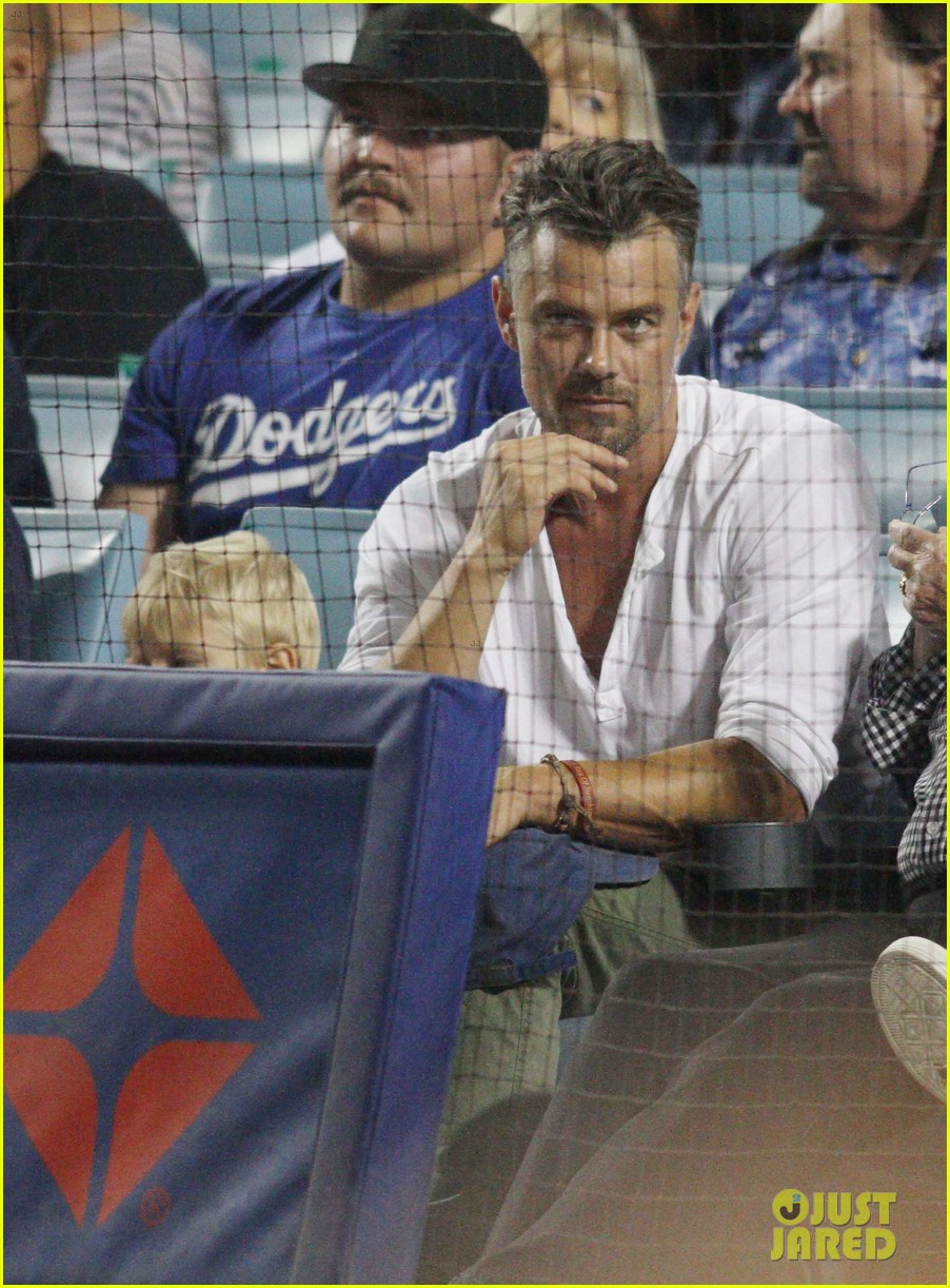 josh duhamel spends quality time with son axl at dodgers game 054133534