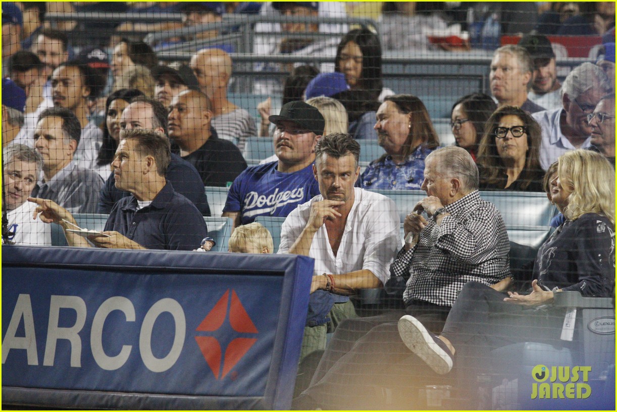 josh duhamel spends quality time with son axl at dodgers game 064133535