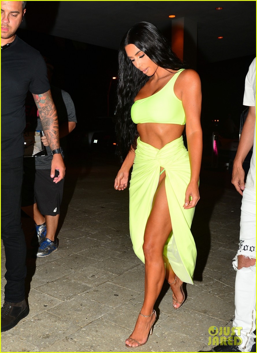 kim kardashian wears neon green outfit 244130542