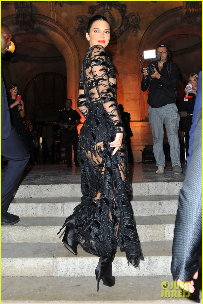 kendall jenner wears sheer dress for an event in paris 01