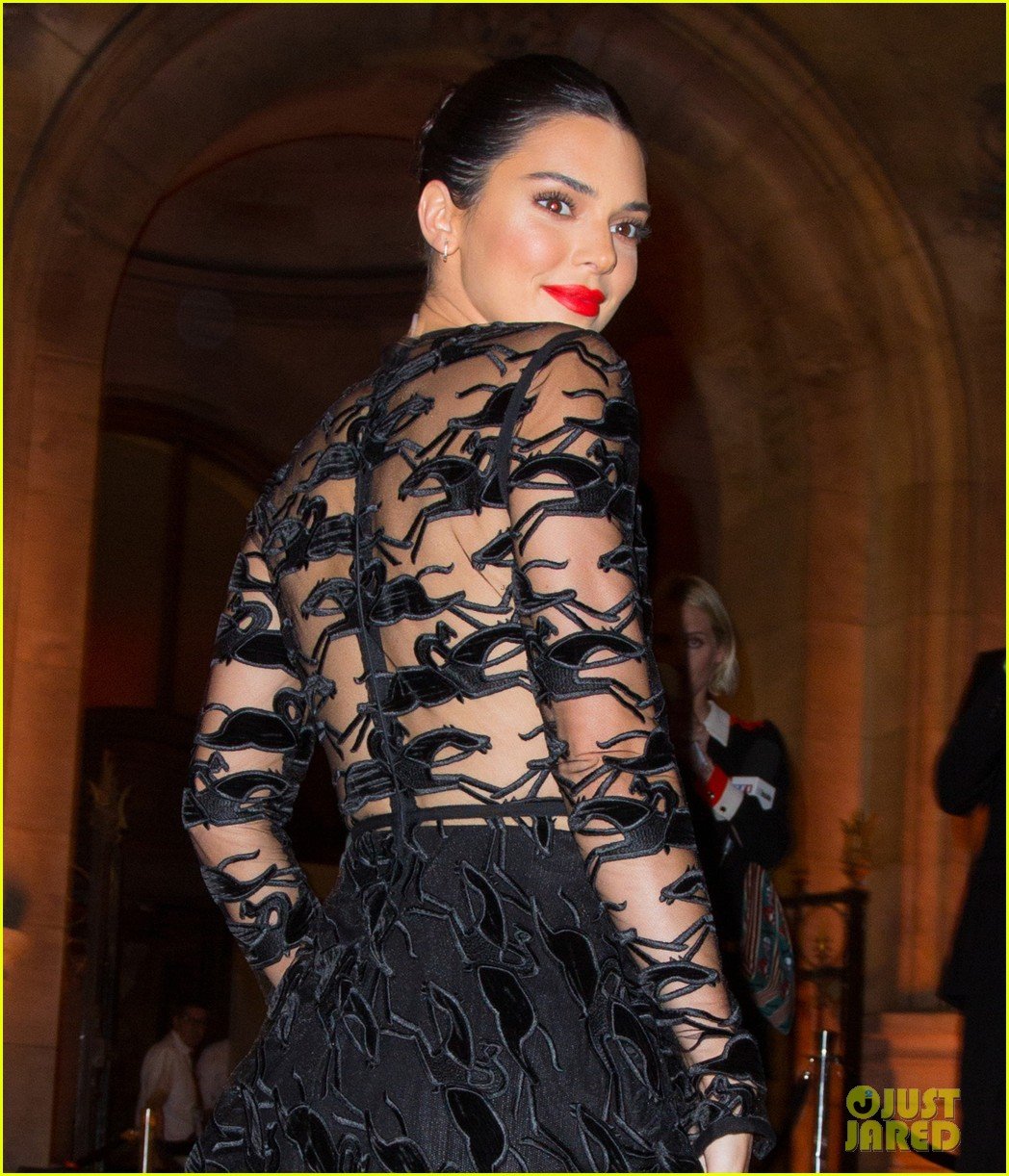 kendall jenner wears sheer dress for an event in paris 06